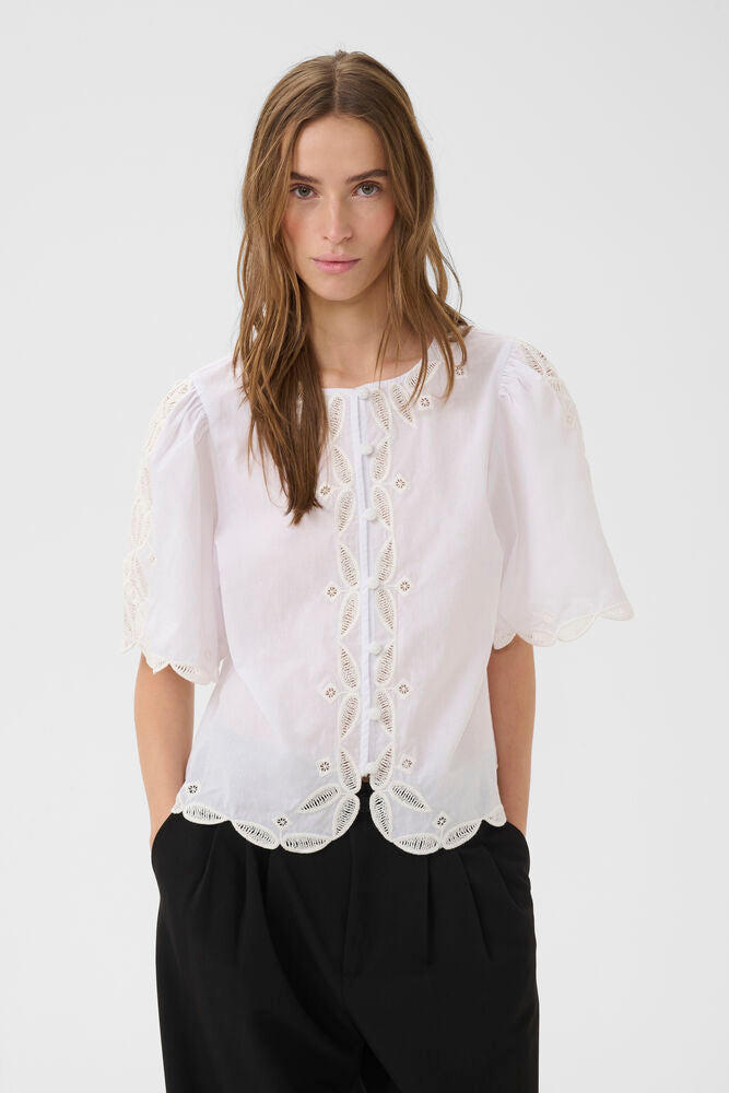 Karen By Simonsen Erlinda Blouse In Bright White - Cameo Boutique