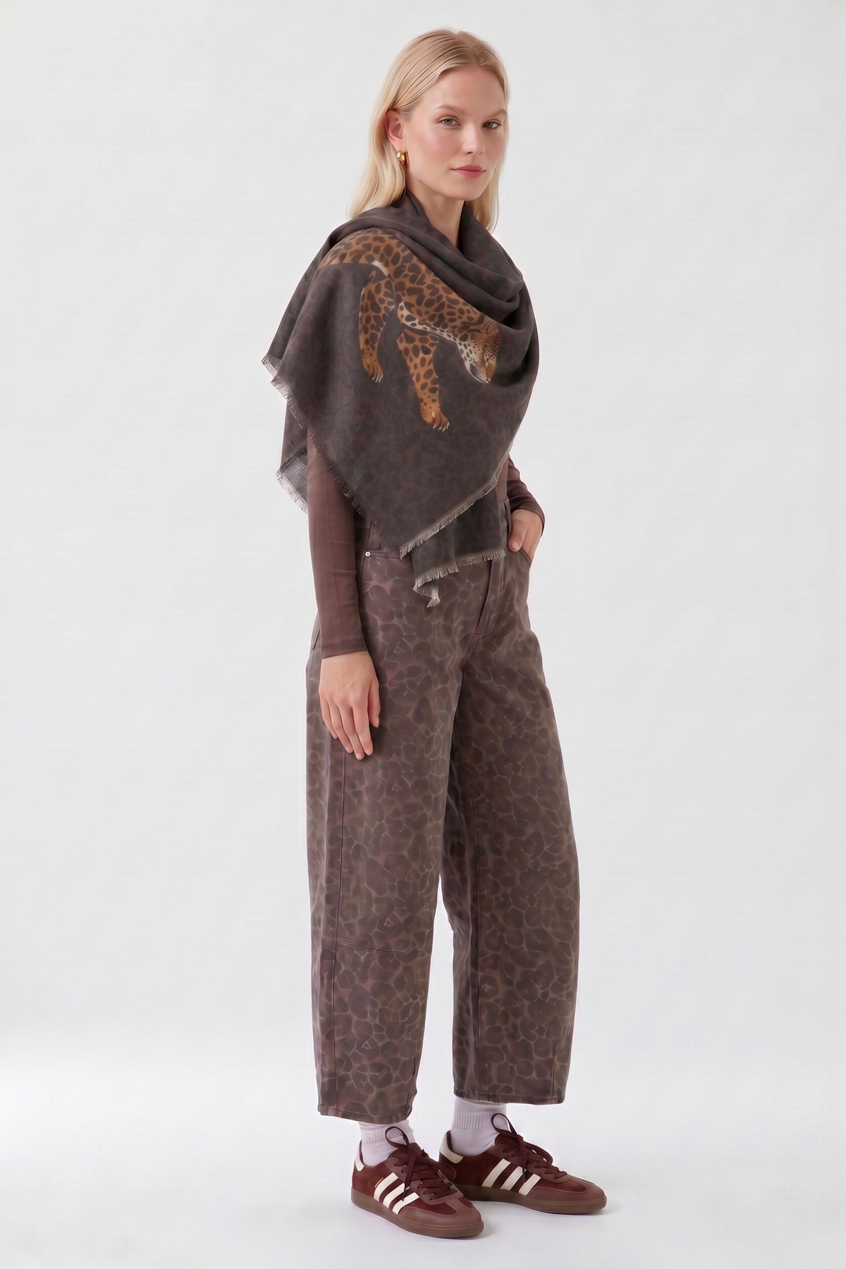 Oui Scarf in Animal Print 99115