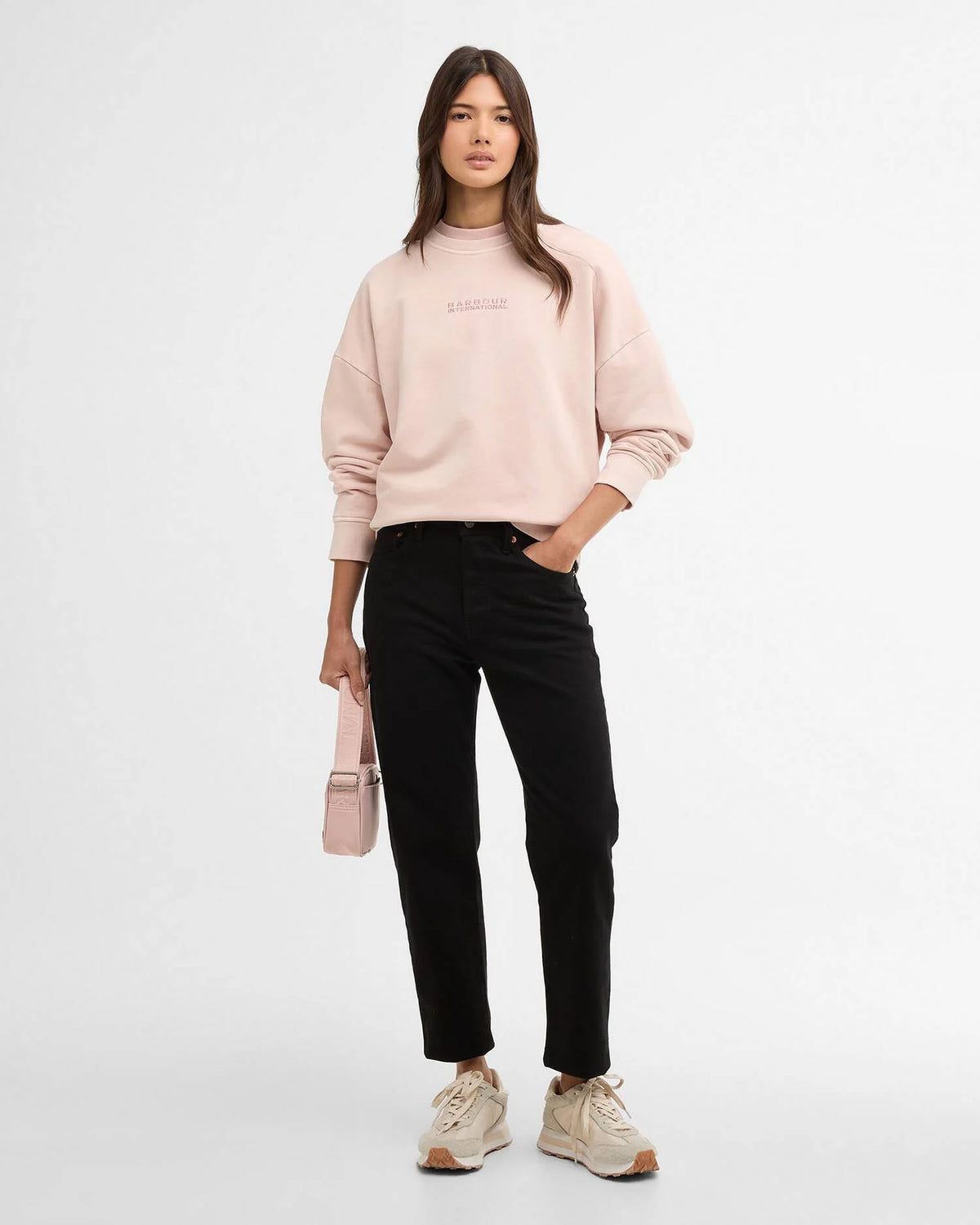 Barbour Internation Sweatshirt In Washed Desert Pink