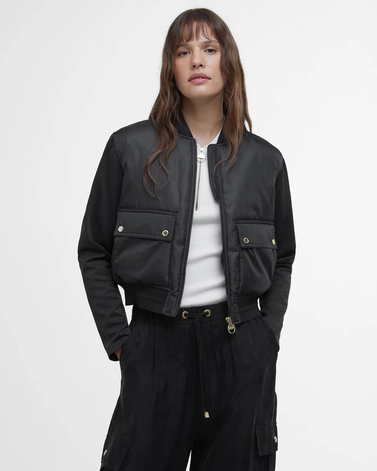 Barbour International Quilted Bomber Jacket In Black