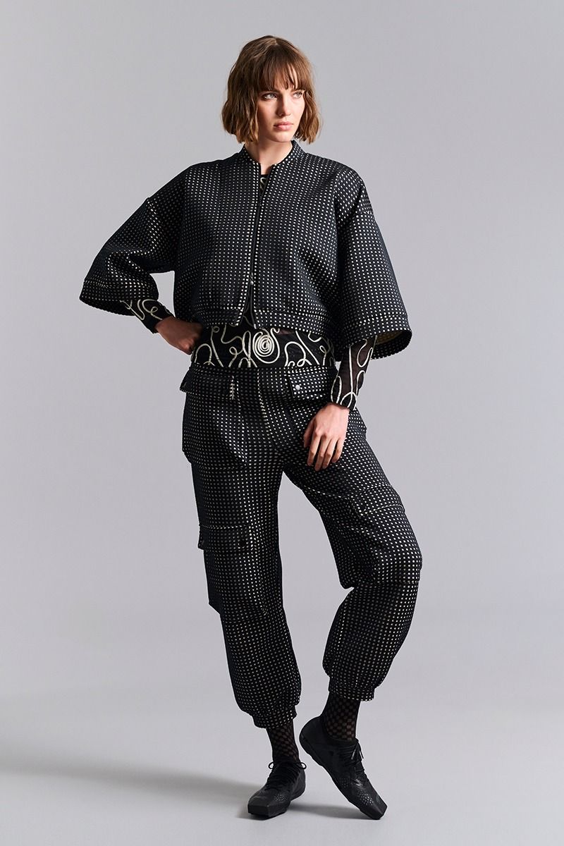 Bitte Kai Rand Scuba Tiles Trousers With Pockets In Black/Ivory