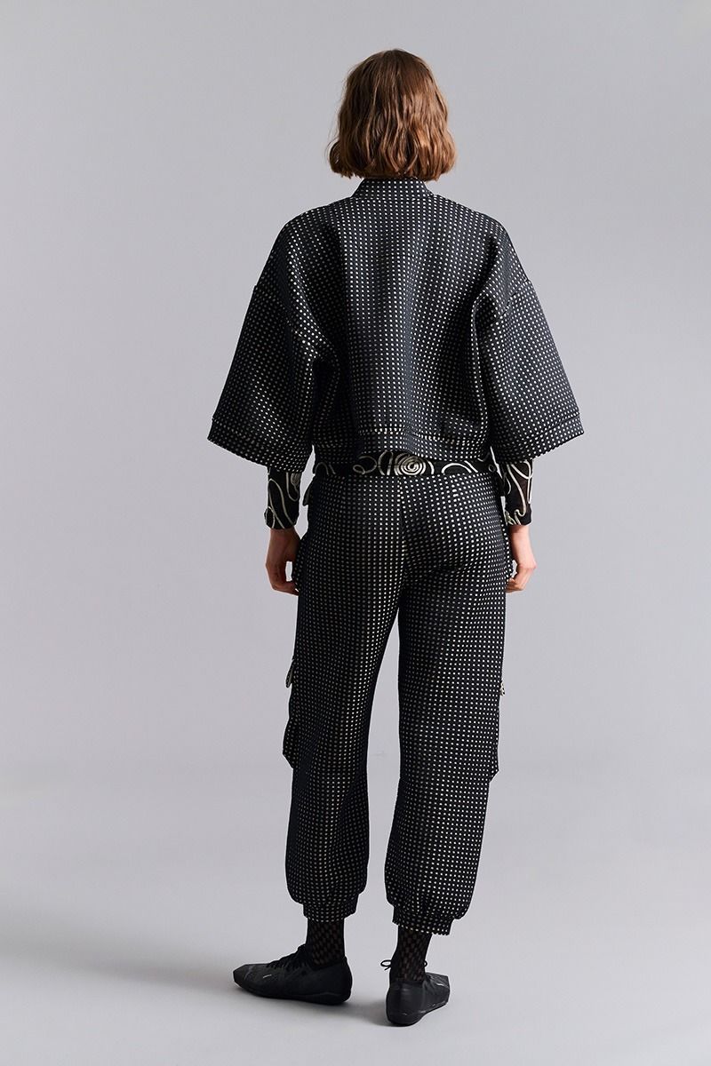 Bitte Kai Rand Scuba Tiles Trousers With Pockets In Black/Ivory