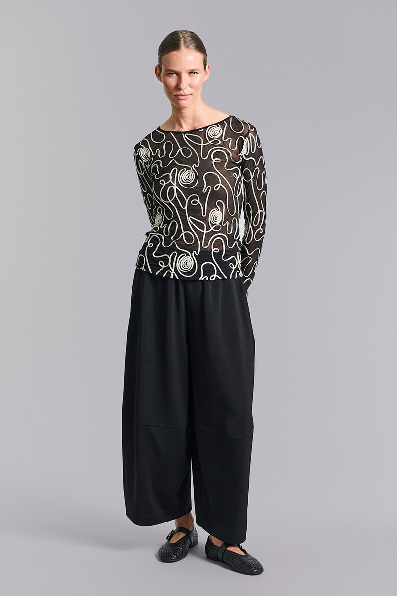 Bitte Kai Rand Twirl Mesh T-Shirt in Black/Ivory