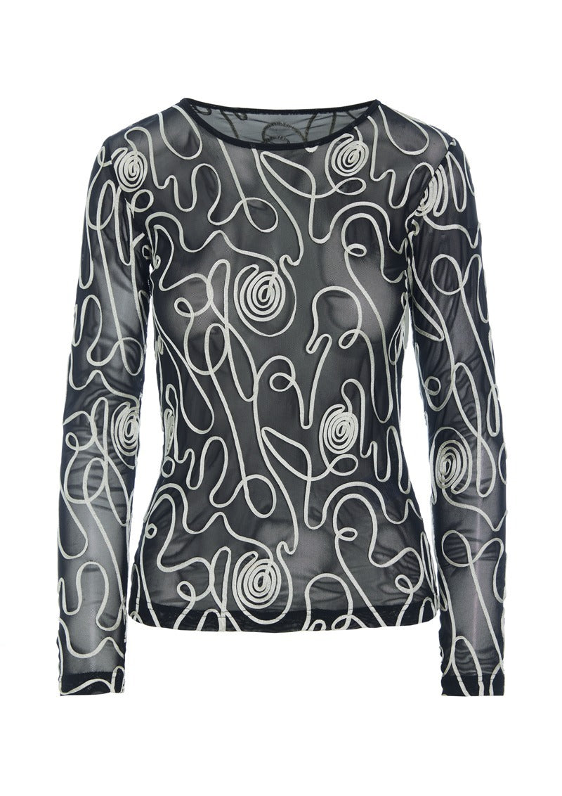 Bitte Kai Rand Twirl Mesh T-Shirt in Black/Ivory