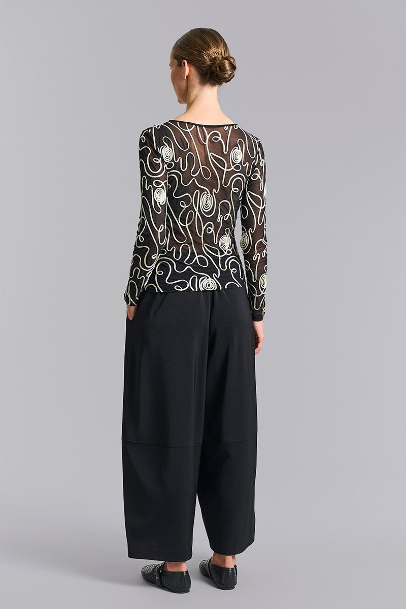 Bitte Kai Rand Twirl Mesh T-Shirt in Black/Ivory