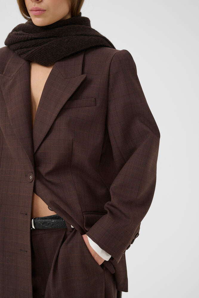 Gestuz Lavana Blazer in Brown Check