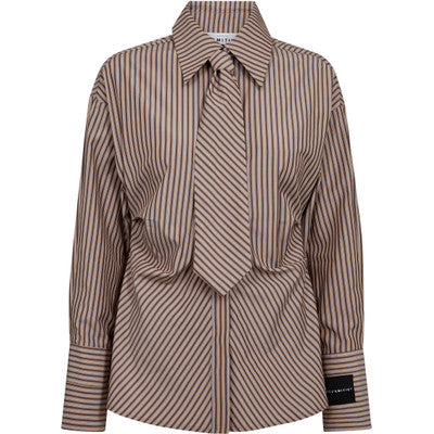 Haute L'amitie Gemma Tie Stripe Shirt In Dessert