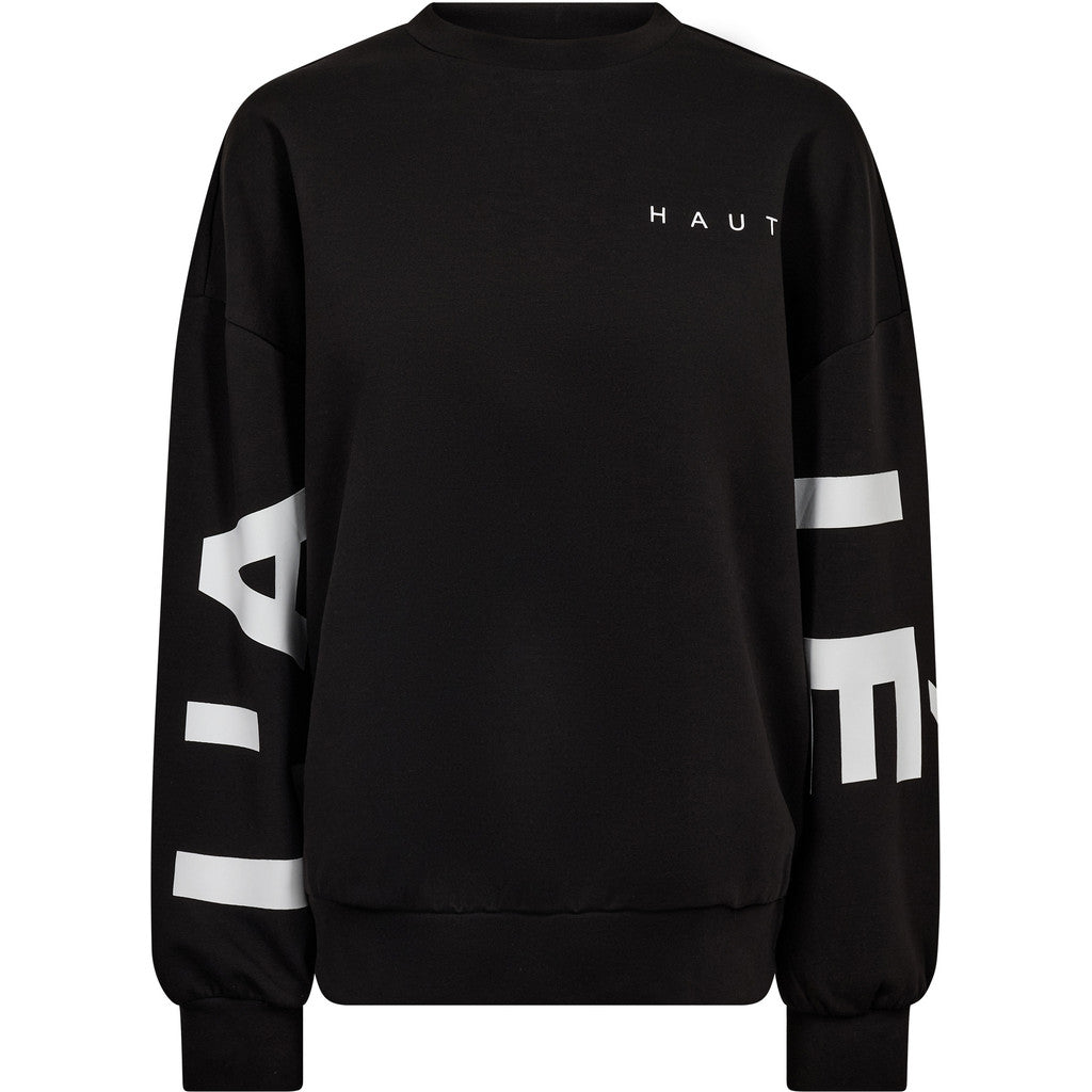 Haute L'amitie Maxi Split Logo Sweat In Black/White Print