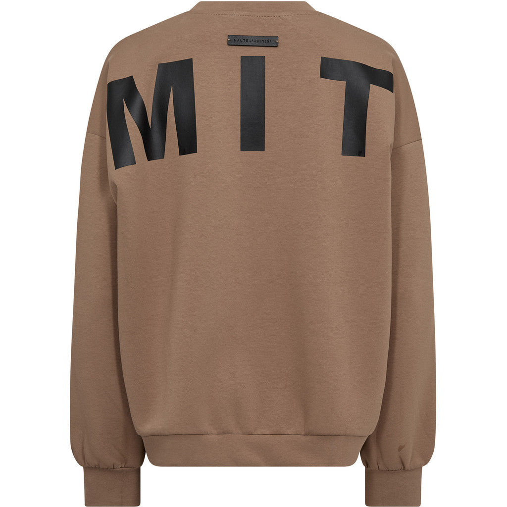 Haute L'amitie Maxi Split Logo Sweat In Walnut