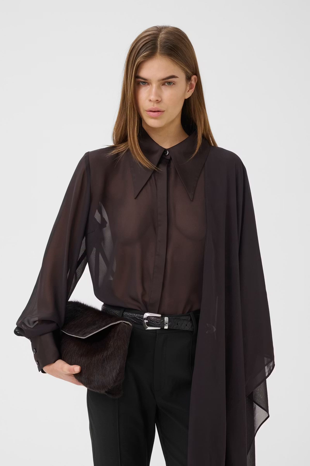 Gestuz Lynne Scarf Shirt in Ganache