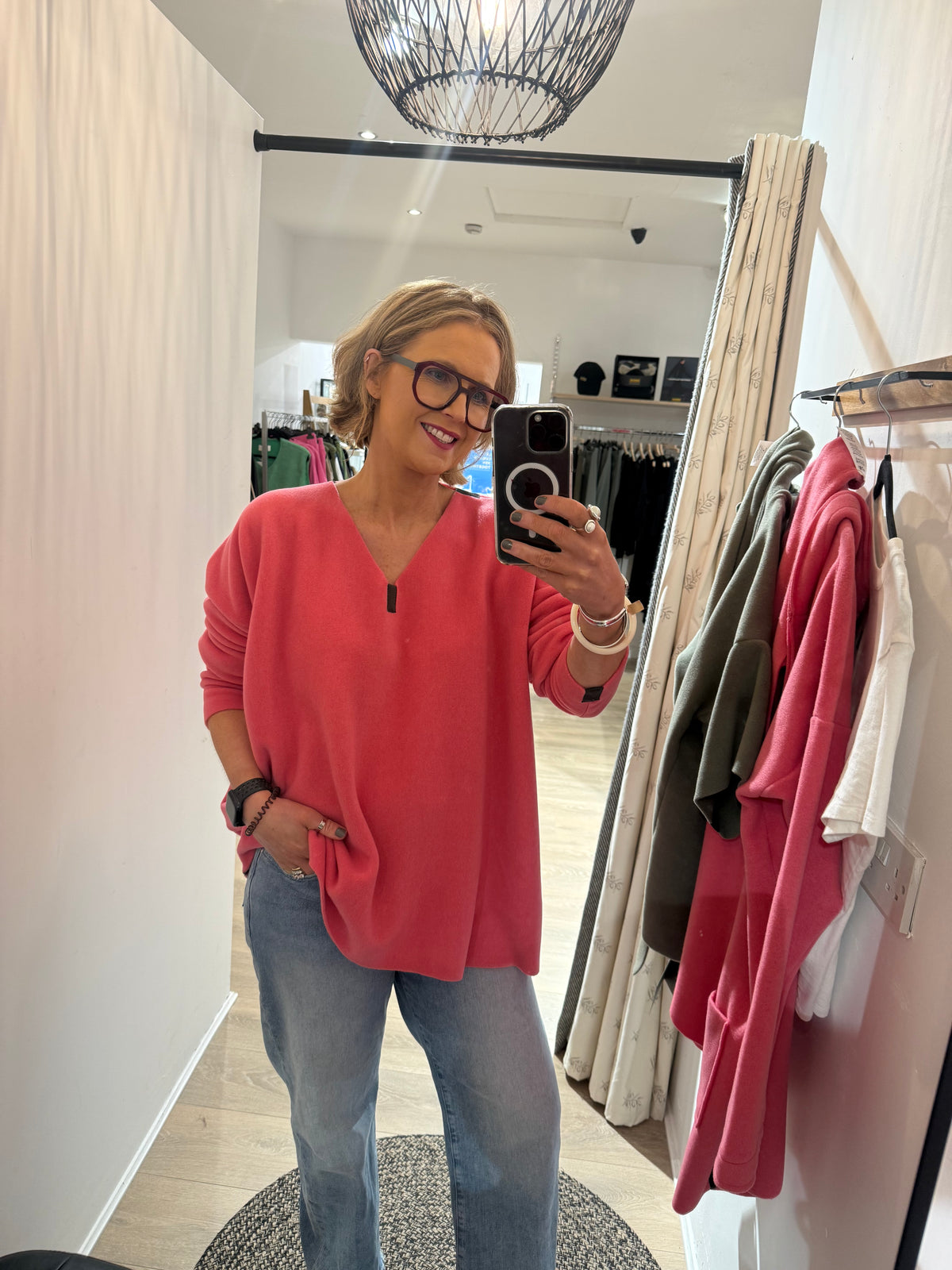 Henriette Steffensen V-neck Blouse in Sunset Pink 1410