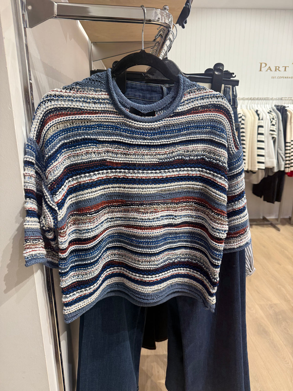 Oui Pullover In Blue White