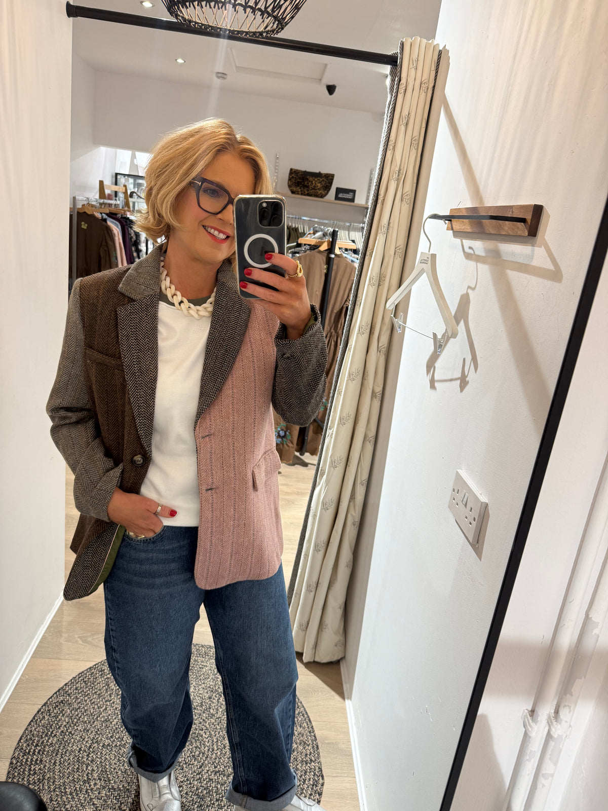 Numph Nuavey Herringbone Blazer In Polignac