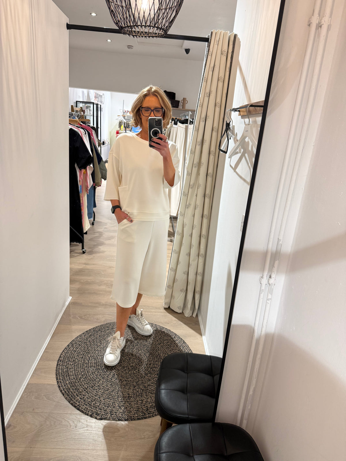 Oui Short Wide Pant In Eggnog