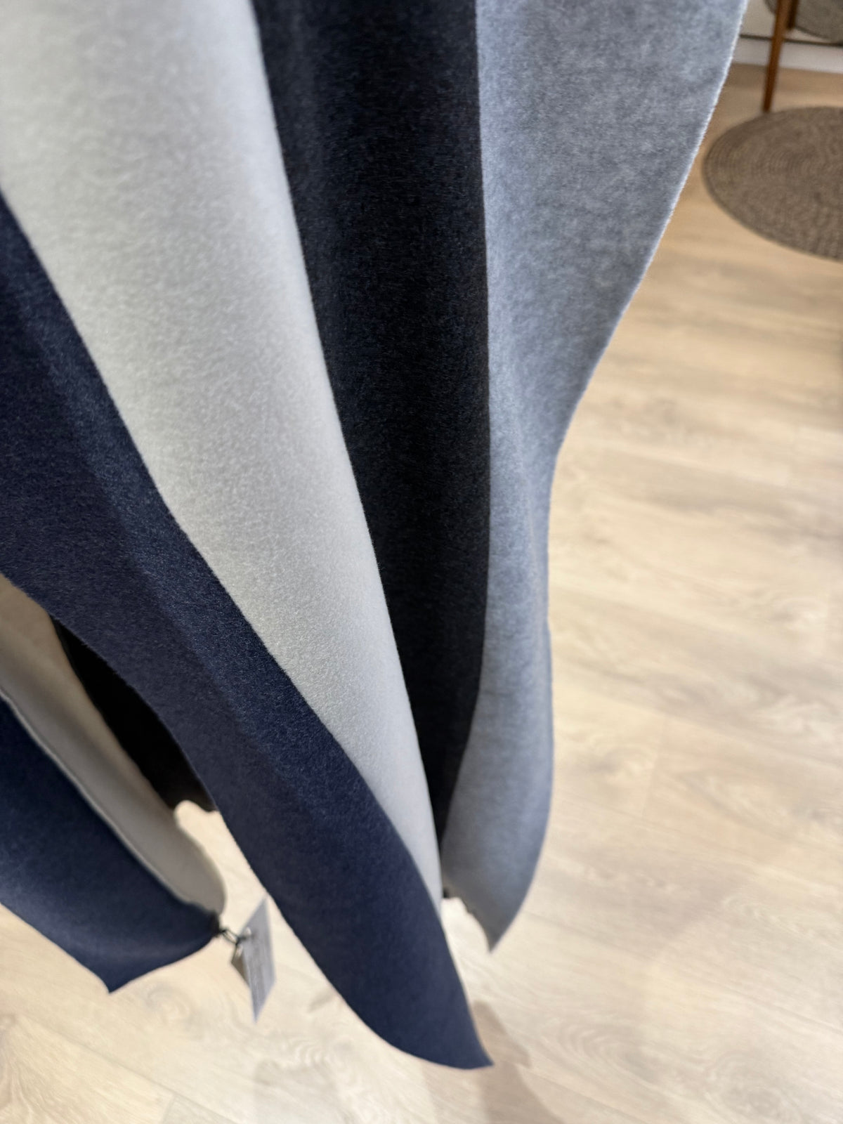 Henriette Steffensen Long Scarf in Evening blue, Soft Black, Grey and Kit