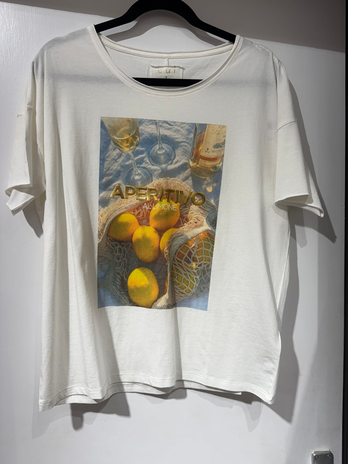 Oui Print T Shirt In Cloud Dancer 97201