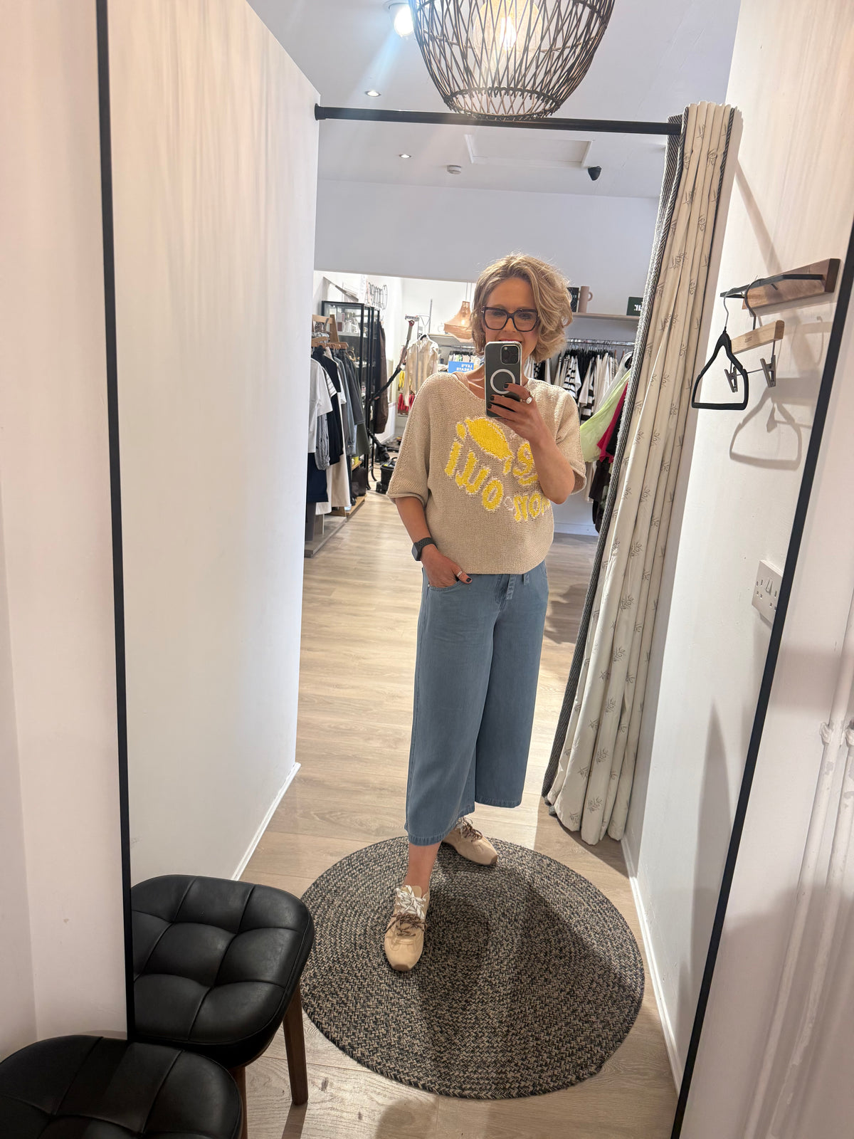 Oui Logo Pullover In Camel & Yellow 97433