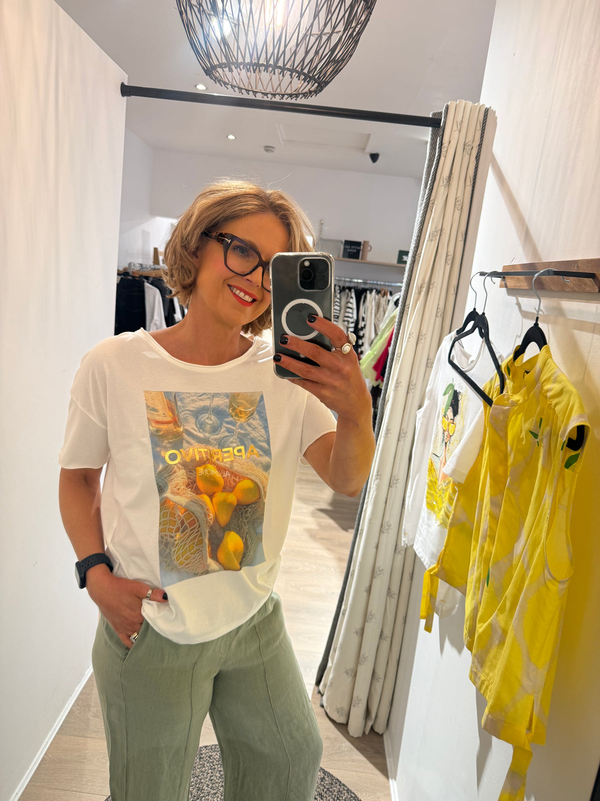 Oui Print T Shirt In Cloud Dancer 97201