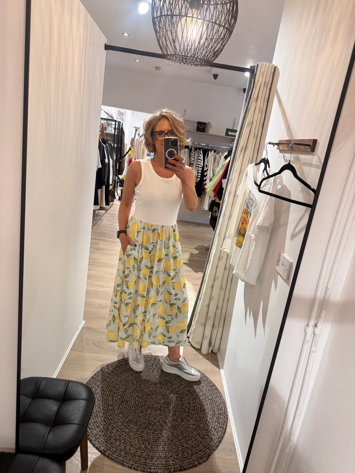 Oui Dress In It Green Yellow 98391