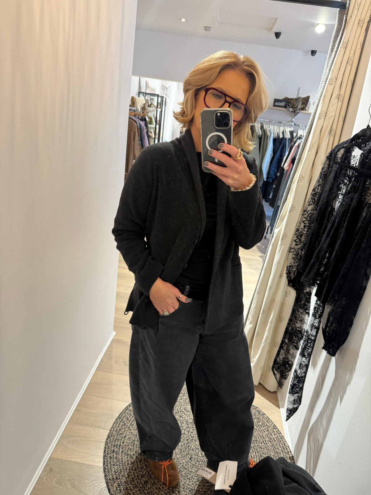 Henriette steffensen Cardigan in Soft Black 7168
