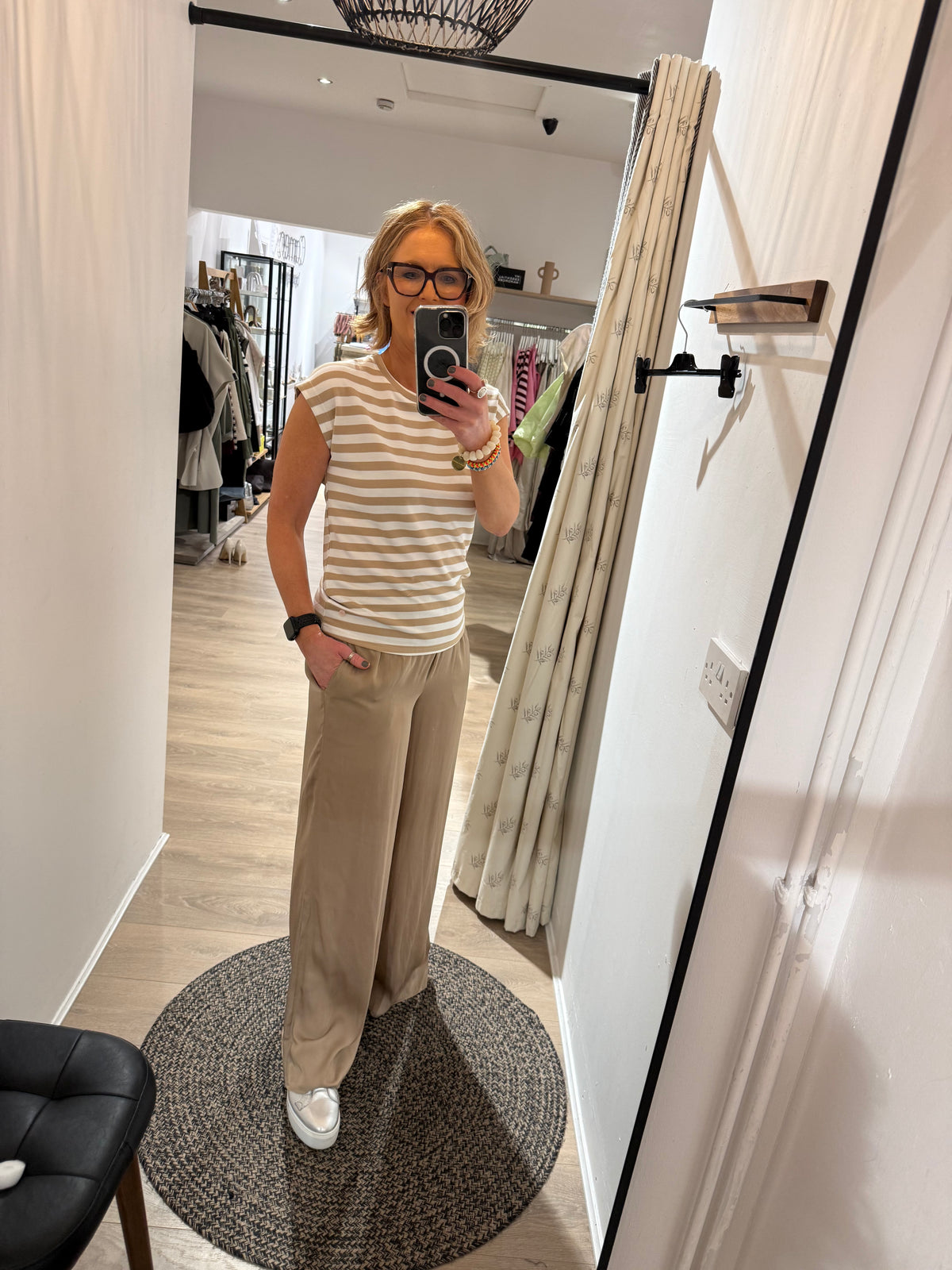 Numph Nulizy Stripe Top In Cloud Dancer