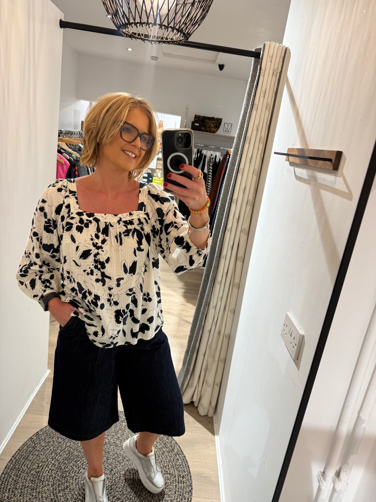 Part Two Alexina Blouse In After Midnight Art Flower Print Blue