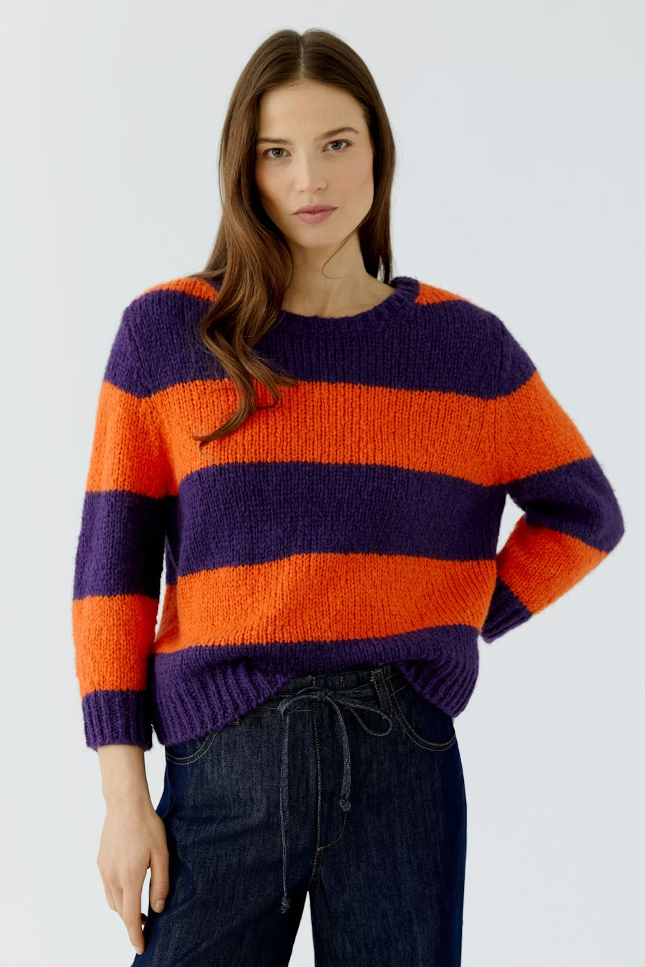 Oui Striped Knit in Orange and Purple 94307