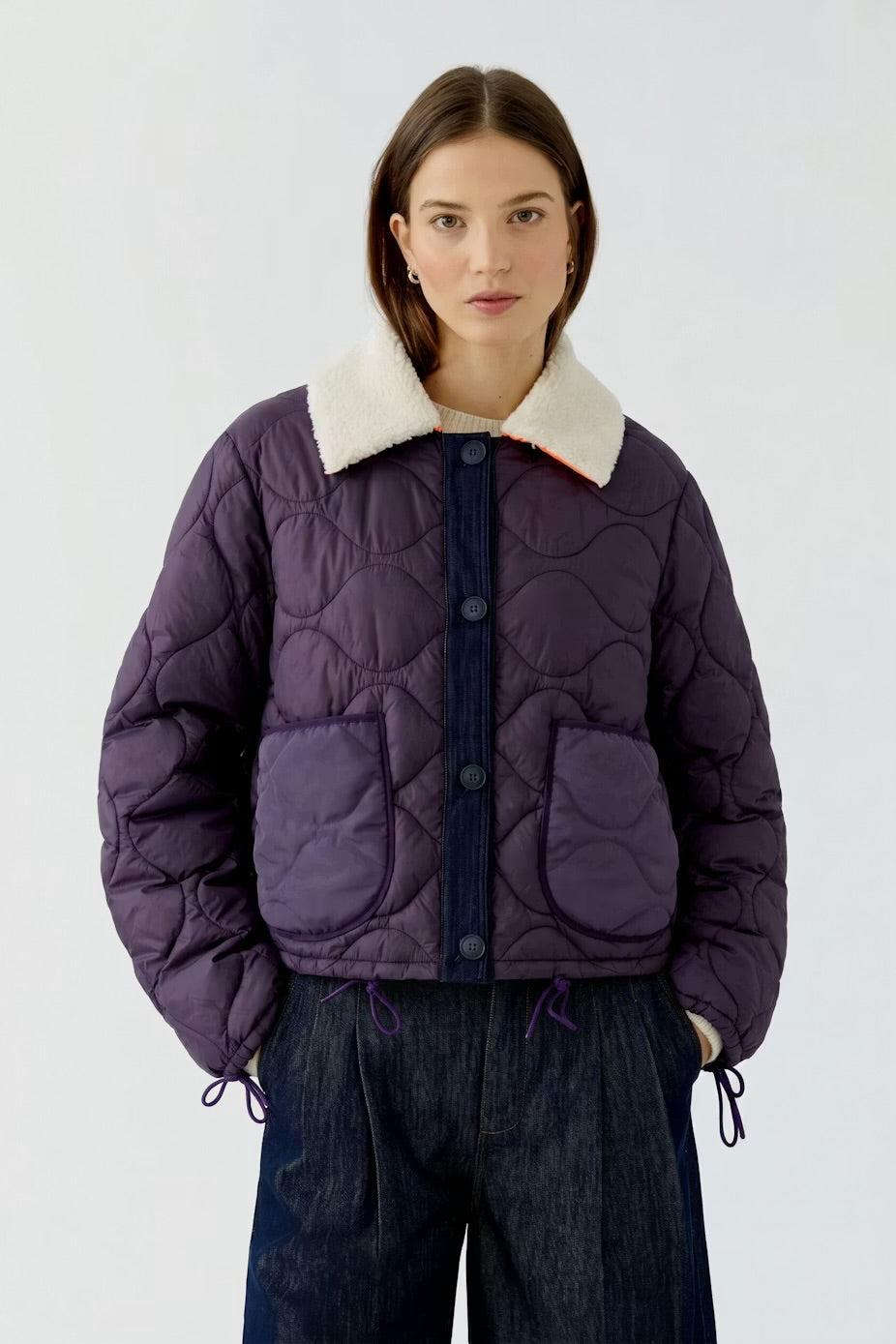 Oui Reversable Jacket in Purple 99073