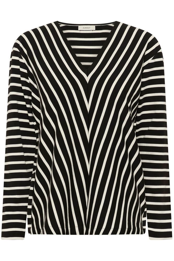 Inwear Della V-Neck T-Shirt In Black and Whisper White Stripes