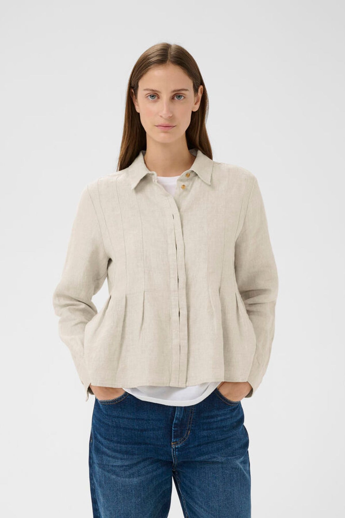 Inwear Dilana Pleated Shirt In Ecru Melange
