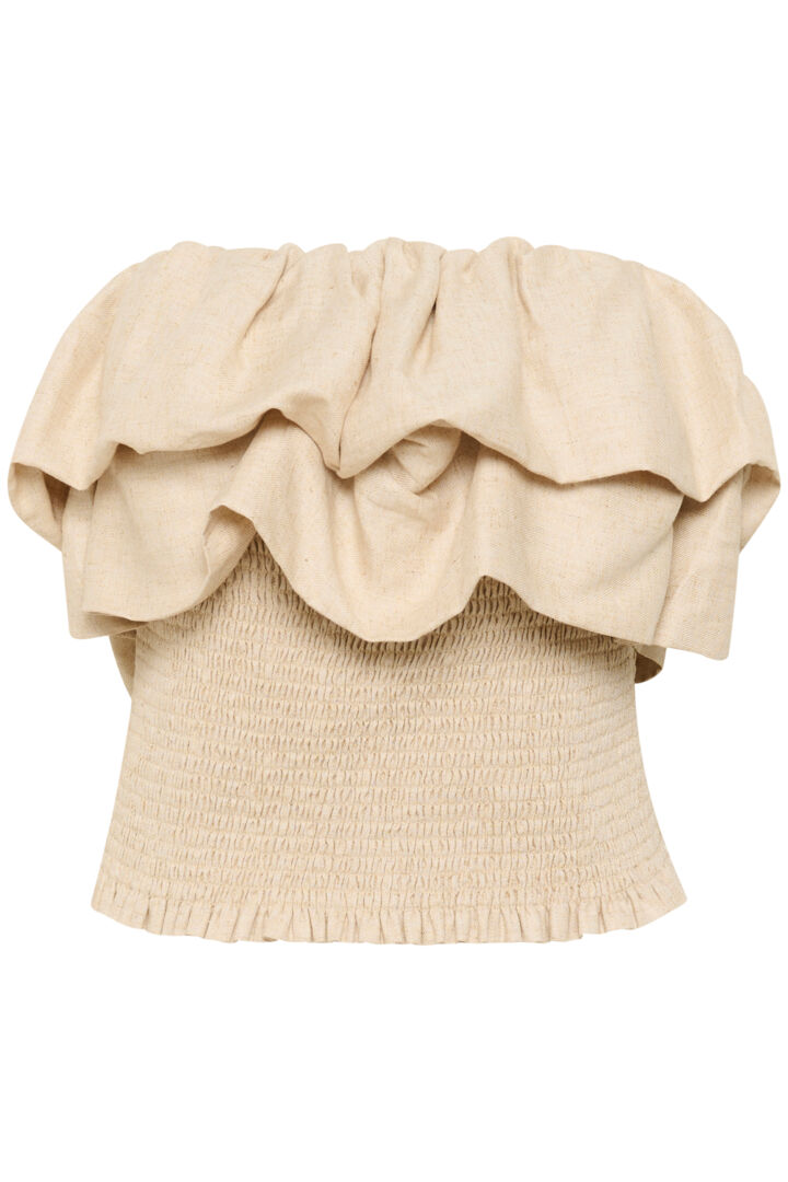 Karen By Simonsen Vale Top In Natural Melange Linen Blend