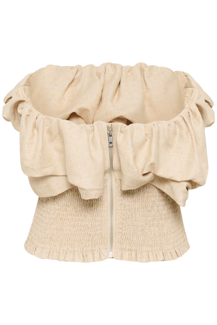 Karen By Simonsen Vale Top In Natural Melange Linen Blend