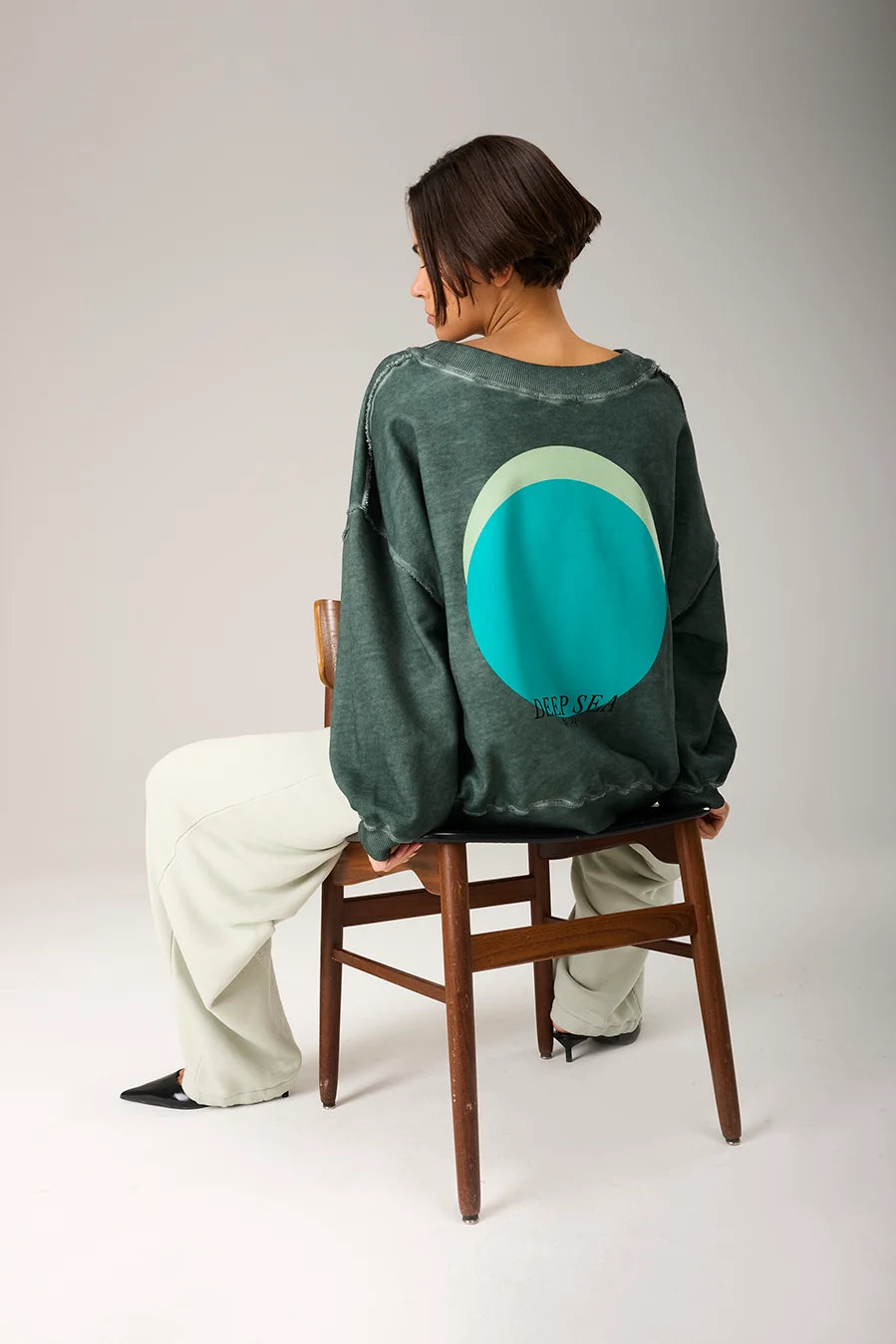 Liv Bergen Organic Circle Sweatshirt in Deep Sea