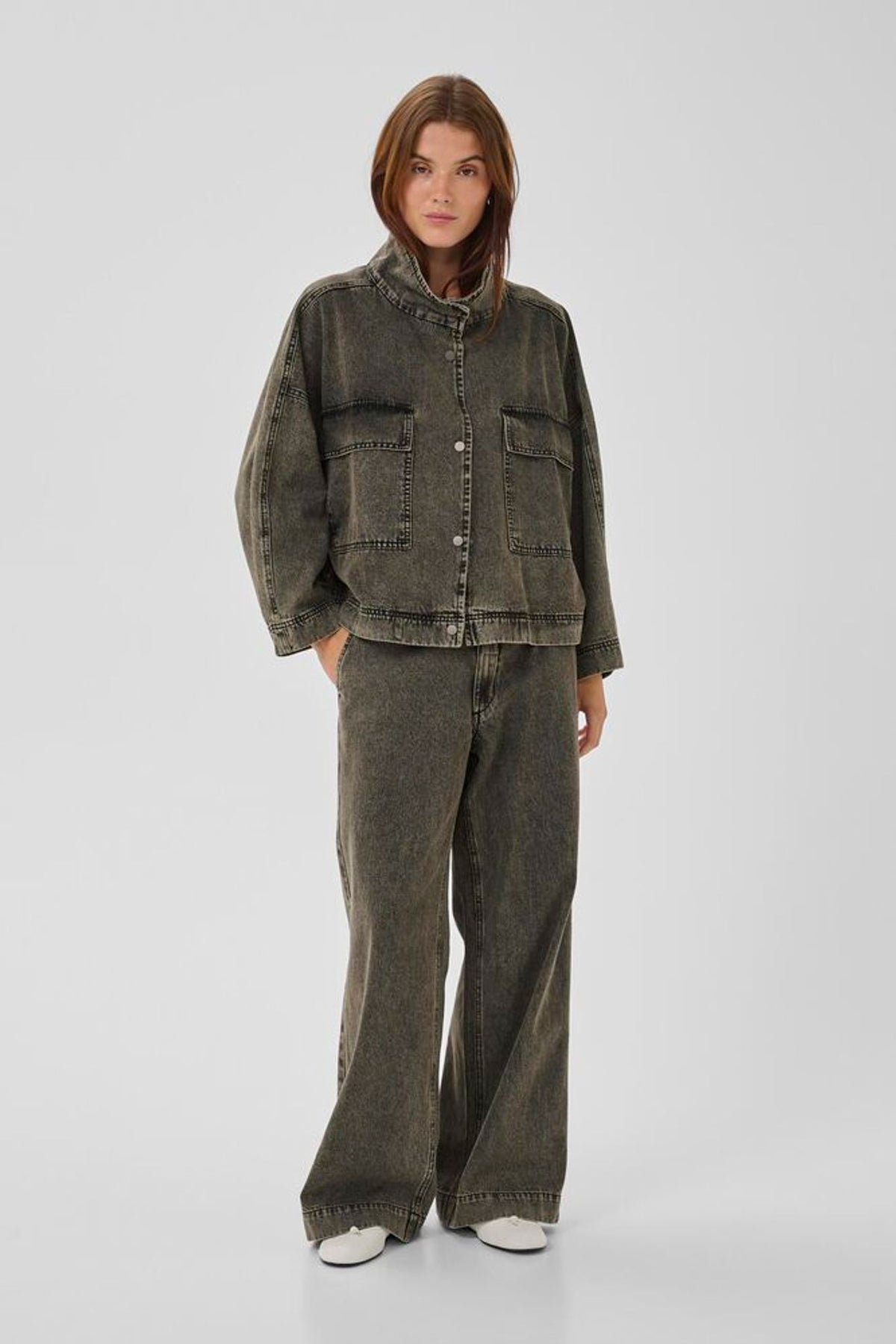 My Essential Wardrobe Tessa 160 Jacket In Medium Grey Dirty Wash