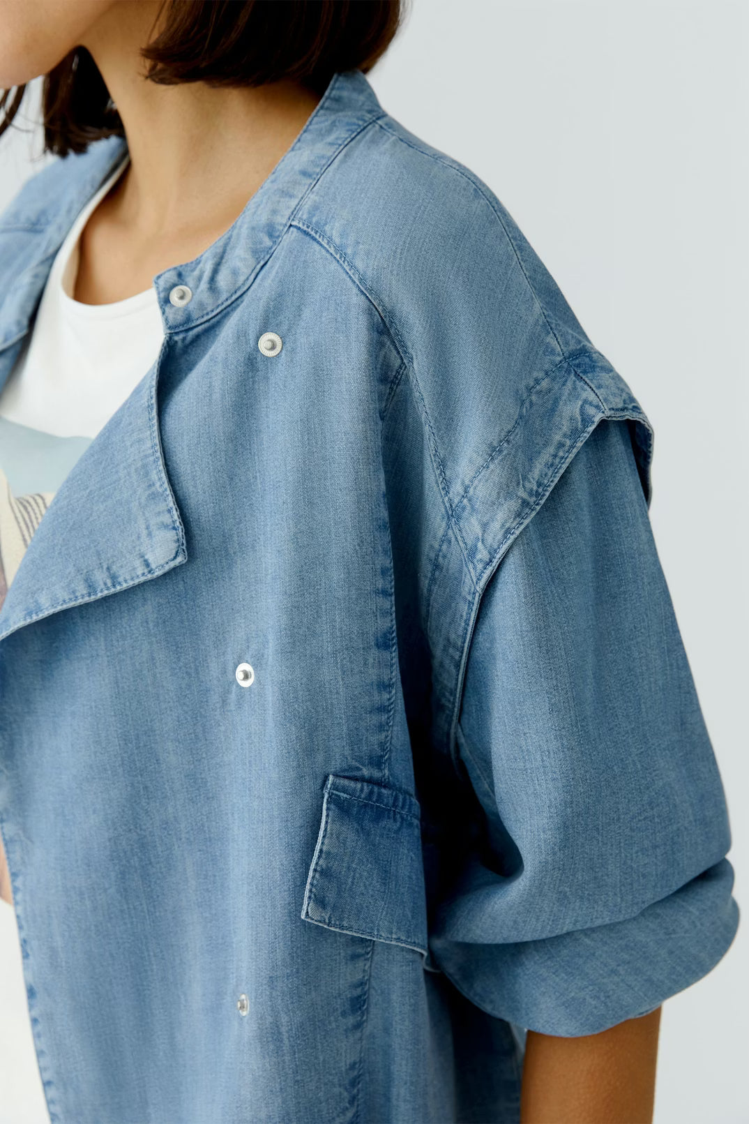 Oui Jacket In Dark Blue Denim