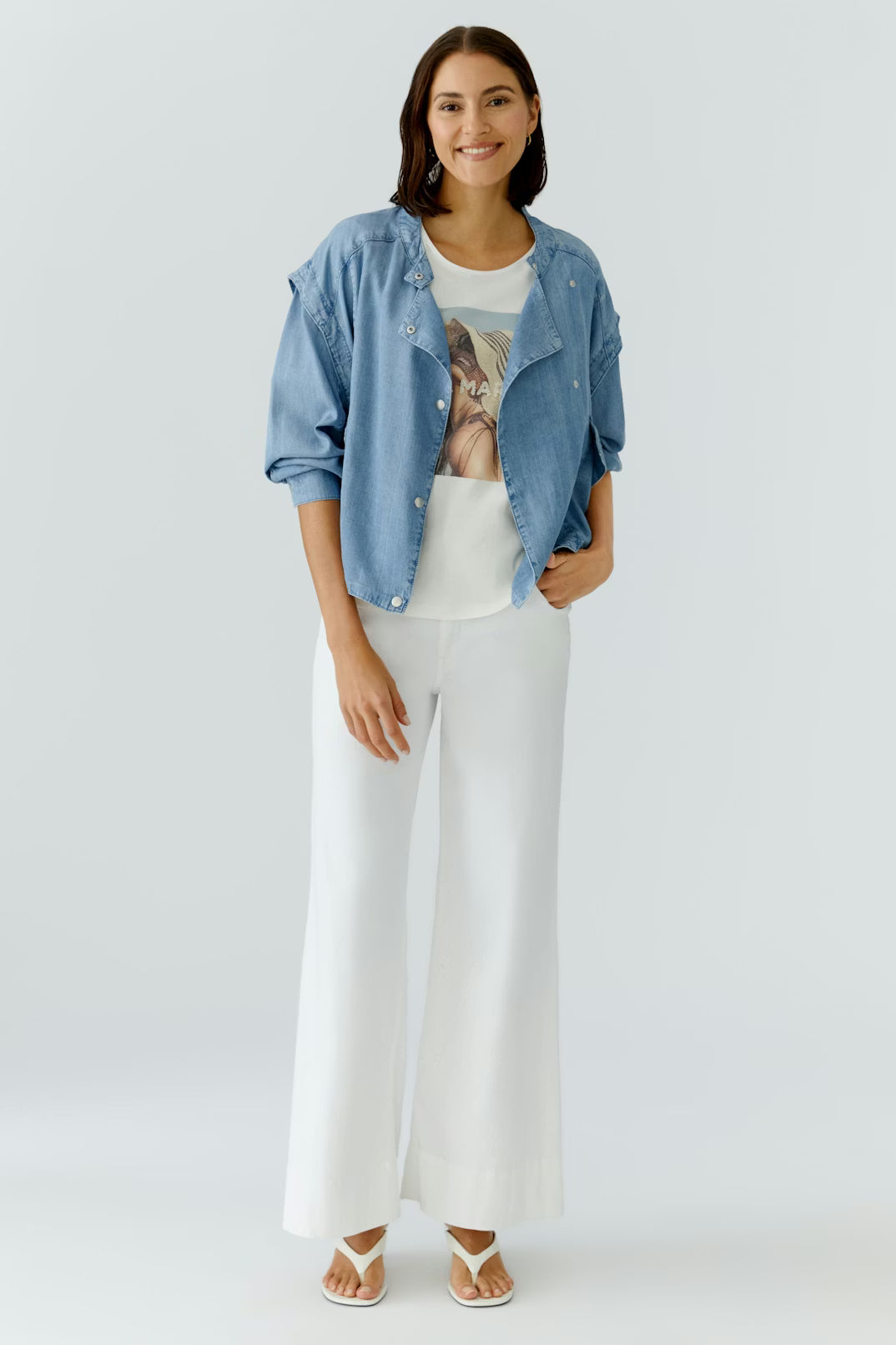 Oui Jacket In Dark Blue Denim