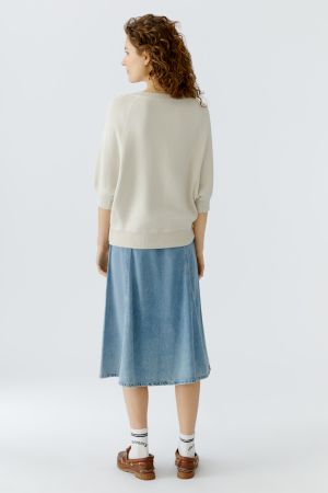 Oui Short Sleeve Pullover In Whitecap Grey