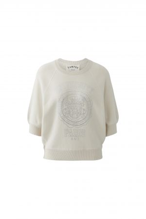 Oui Short Sleeve Pullover In Whitecap Grey