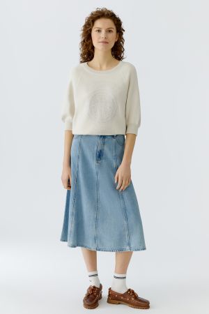 Oui Short Sleeve Pullover In Whitecap Grey