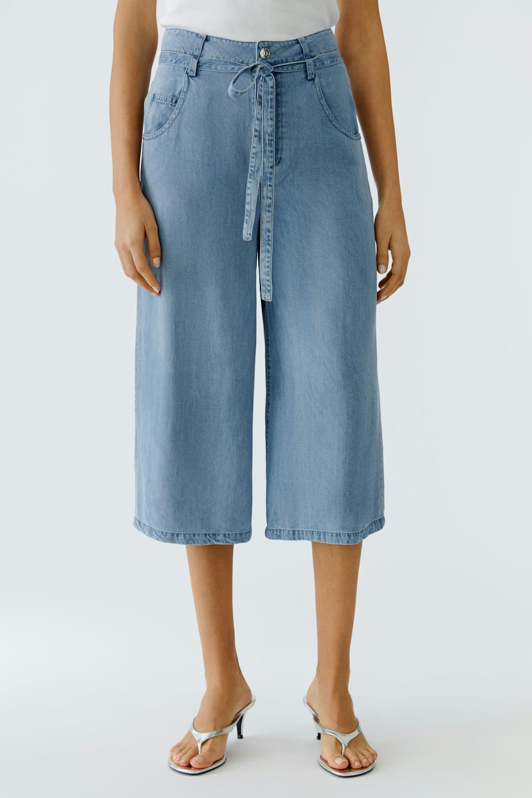 Oui Long Shorts In Dark Blue Denim 97396