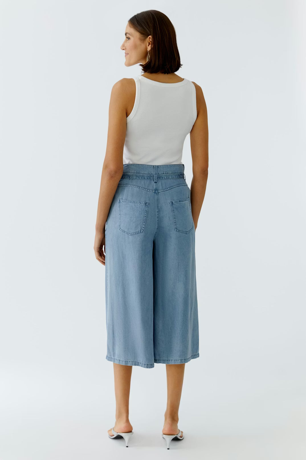 Oui Long Shorts In Dark Blue Denim 97396