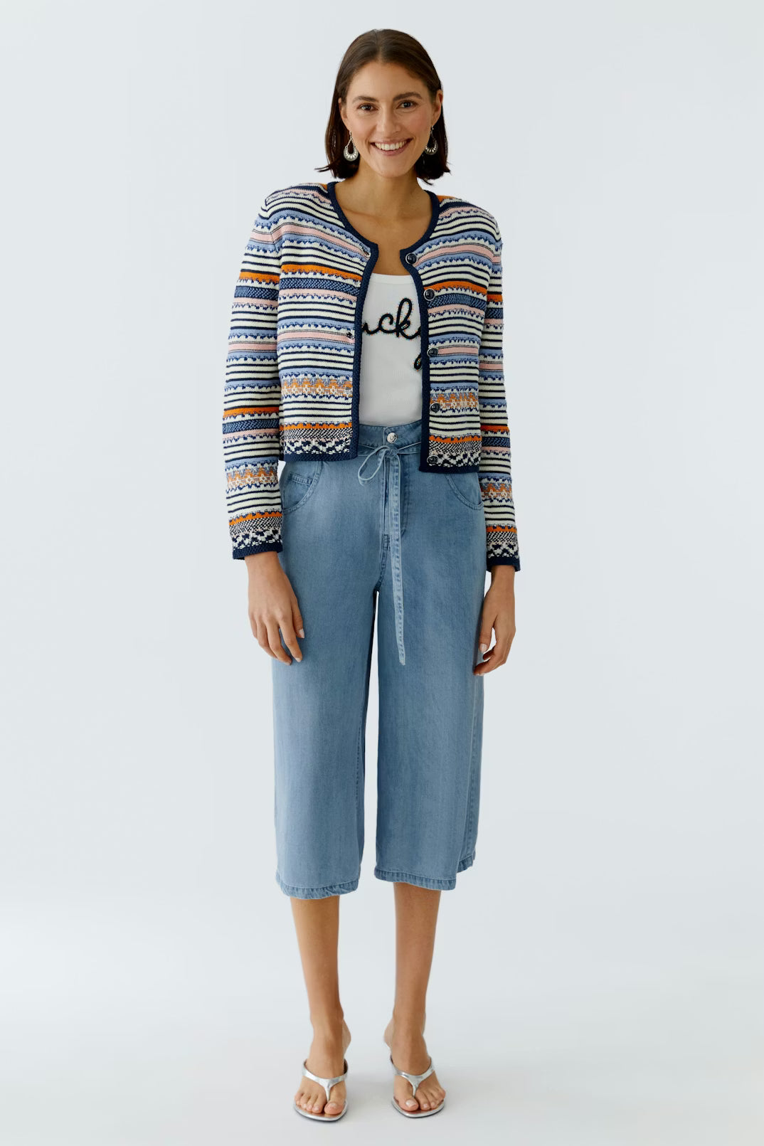 Oui Long Shorts In Dark Blue Denim 97396