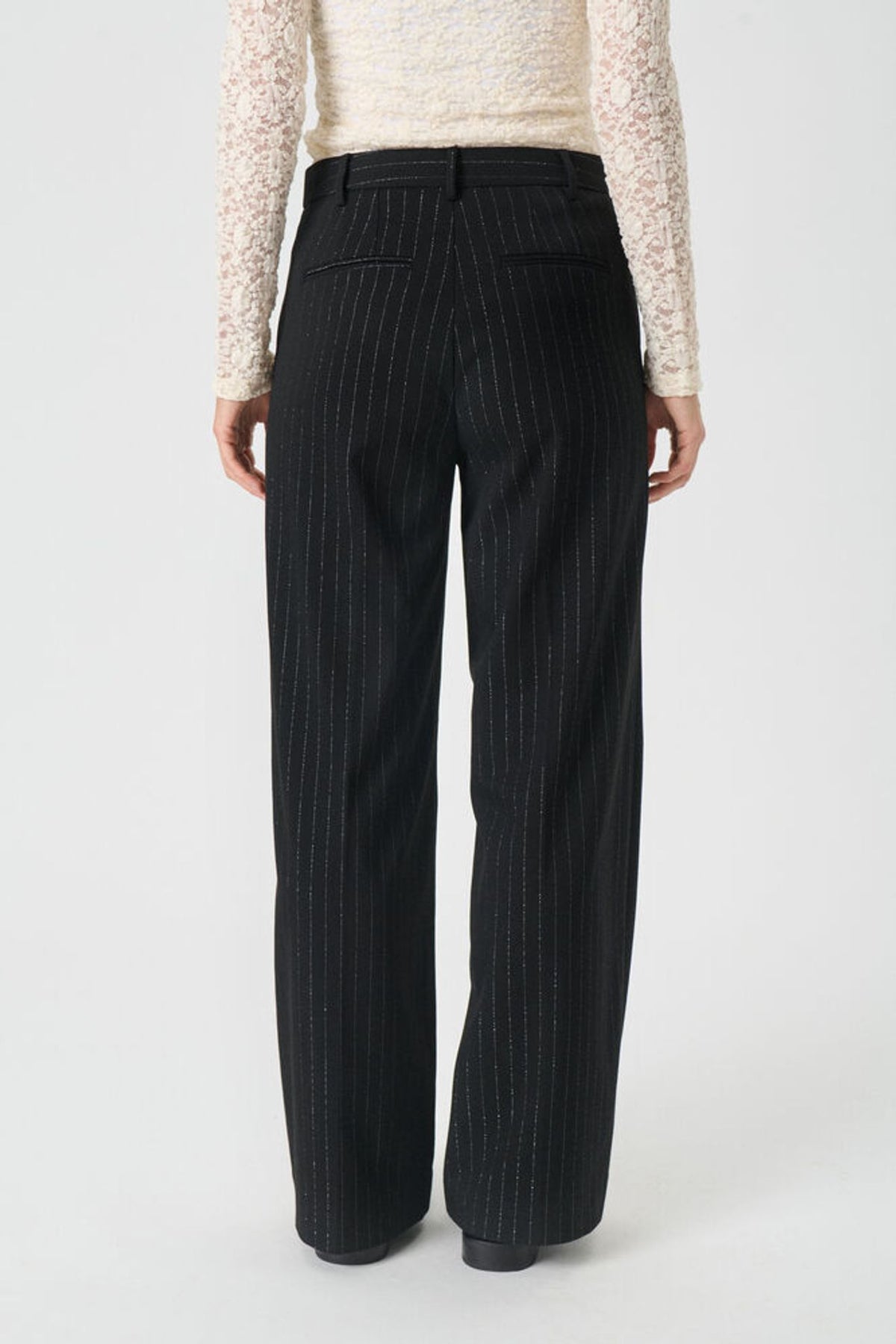 Part Two Vanilla Pant In Black Metallic Stripe