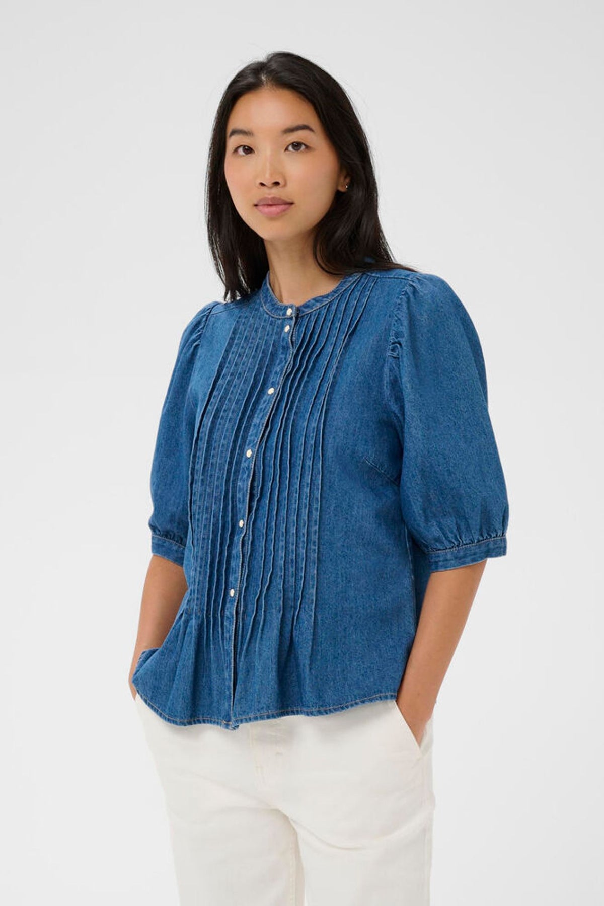 Part Two Alesia Shirt In Medium Blue Denim