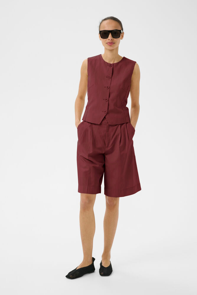 Part Two Benitta Waistcoast In Burnt Russet Red
