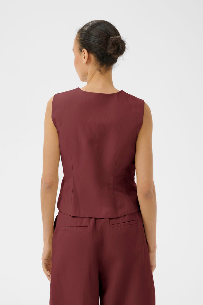 Part Two Benitta Waistcoast In Burnt Russet Red