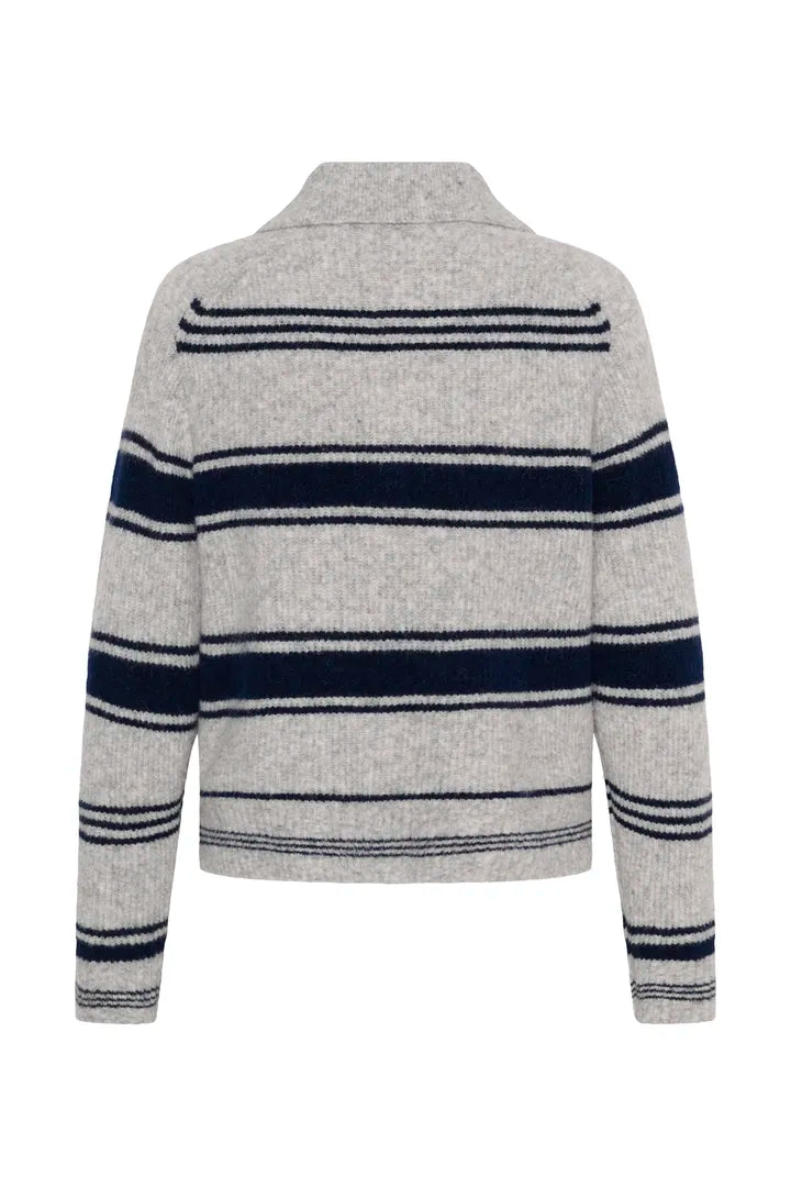 Part Two Carilina Pullover In Grey With Navy Stripes