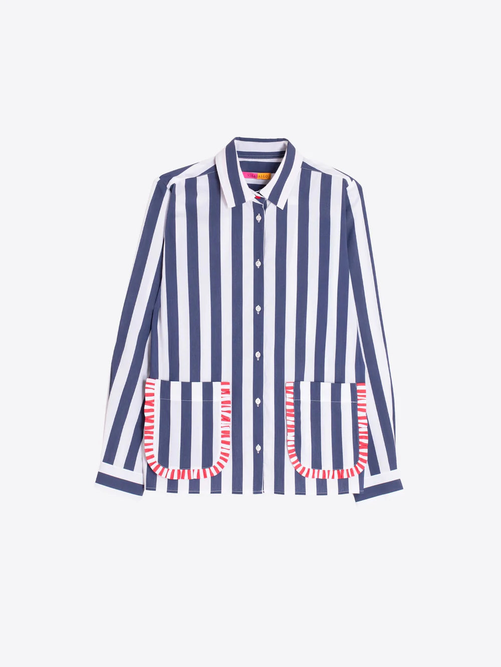 Vilagallo Navy Striped Shirt With Contrast Pocket
