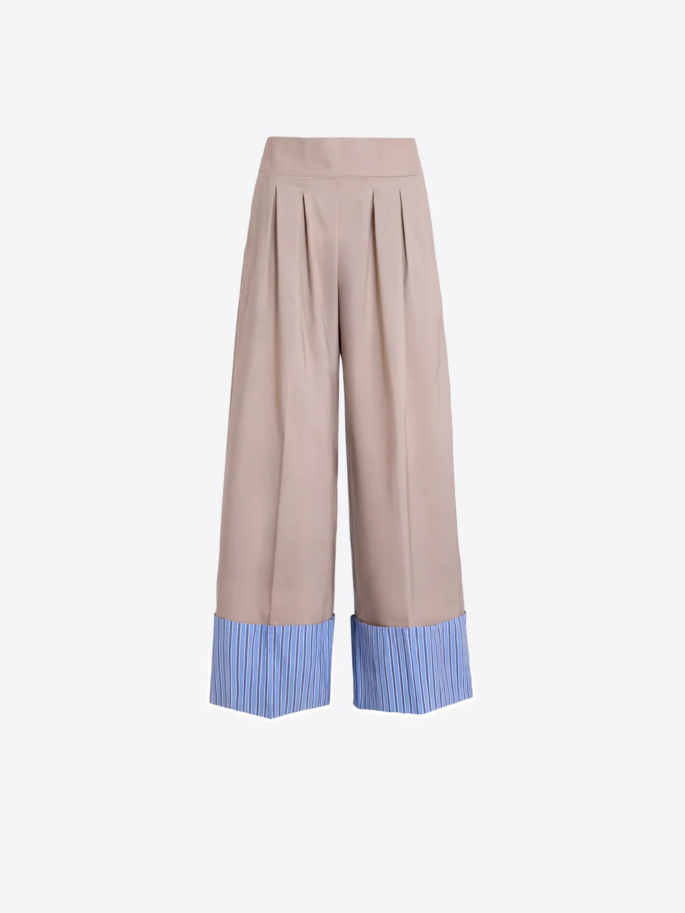 Vilagallo Beige Trousers With Striped Cuffs
