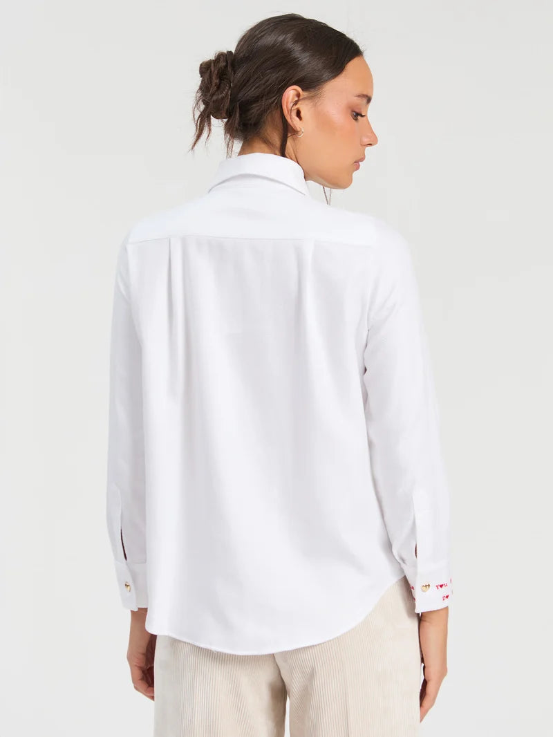 Vilagallo White Shirt with Heart Embroidery 33756